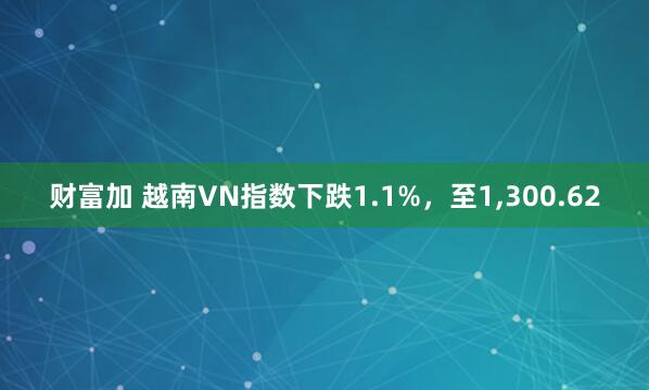 财富加 越南VN指数下跌1.1%，至1,300.62